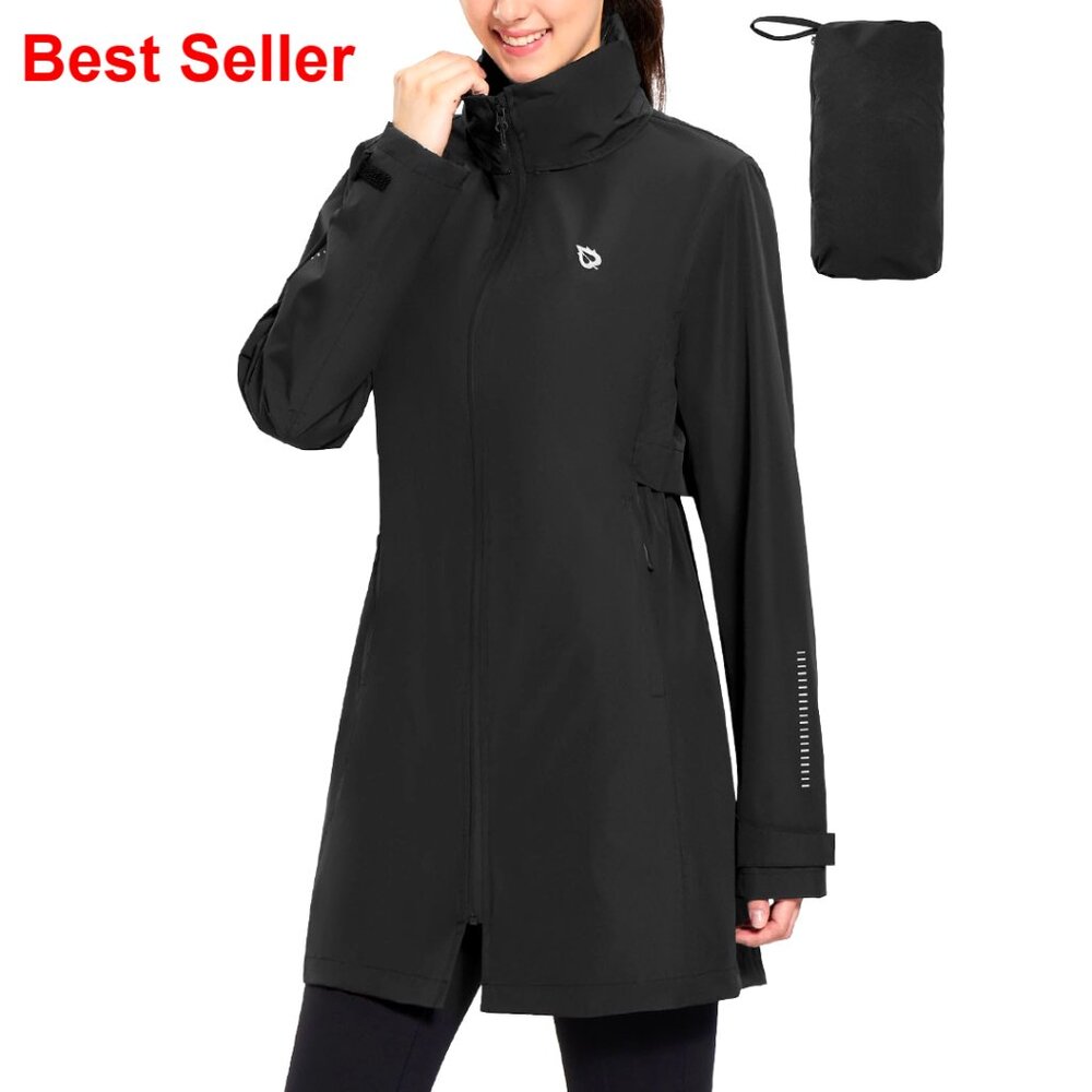 Women's Packable Waterproof Raincoat Lightweight Windbreaker Cycling Jacket